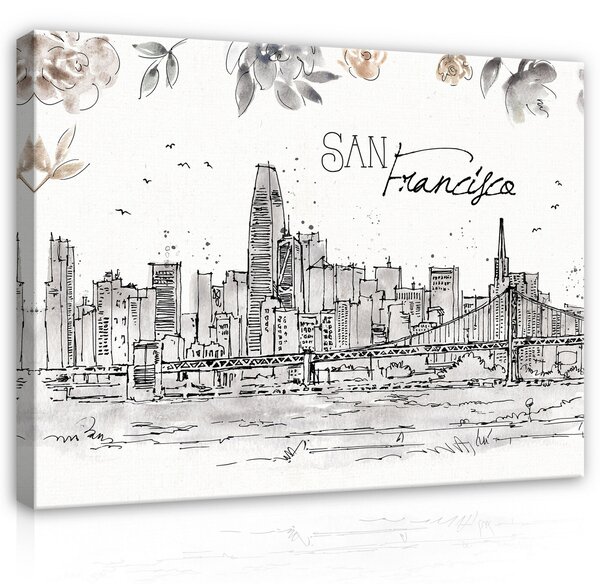 Postershop Obraz na plátně: City San Francisco Drawing Art - 100x75 cm