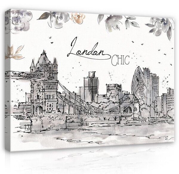 Postershop Obraz na plátně: City of London Drawing Art - 100x75 cm
