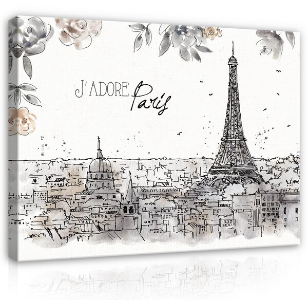 Postershop Obraz na plátně: City Paris Drawing Leaves - 100x75 cm