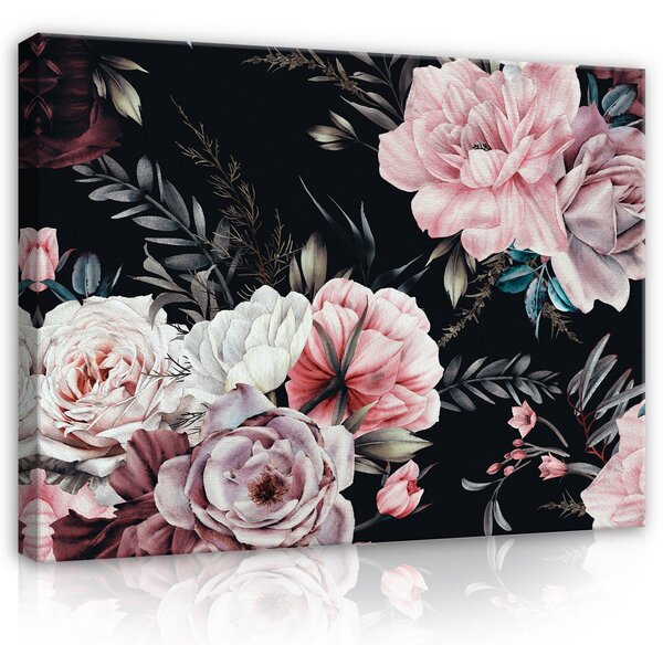 Postershop Obraz na plátně: Nature flowers roses painting - 80x60 cm