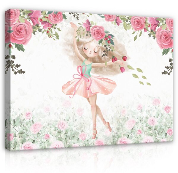 Postershop Obraz na plátně: For kids ballerina flowers painting - 100x75 cm