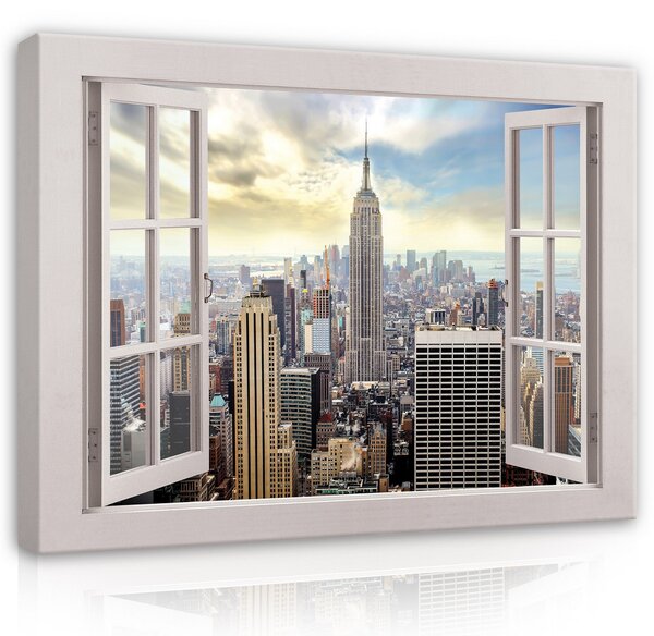 Postershop Obraz na plátně: View window 3D New York - 80x60 cm