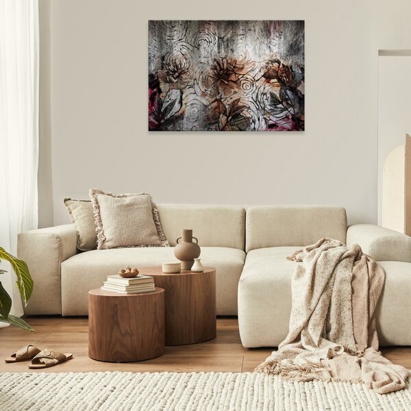Postershop Obraz na plátně: Structure flowers concrete wall - 80x60 cm