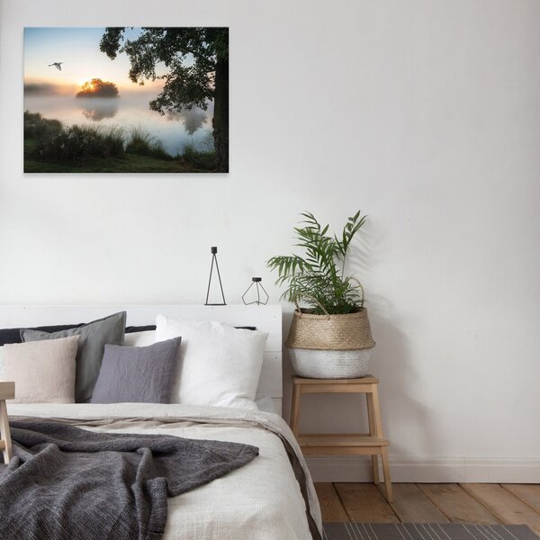 Postershop Obraz na plátně: Landscape nature lake mist - 80x60 cm