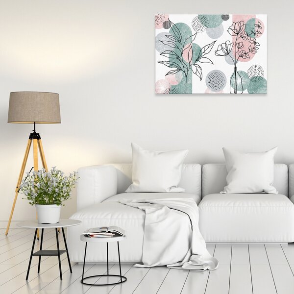 Postershop Obraz na plátně: Line art flowers geometry - 80x60 cm