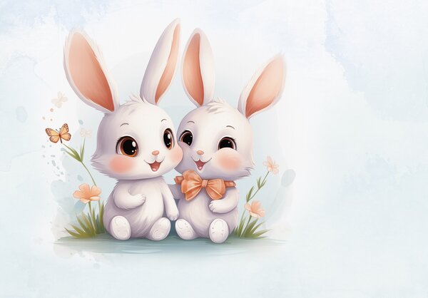 Postershop Fototapeta vliesová: For Kids Joyful Bunnies - 208x146 cm