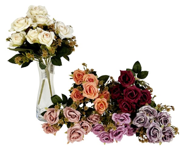 Kytice růží 6 hlav 25cm Barva: Béžová