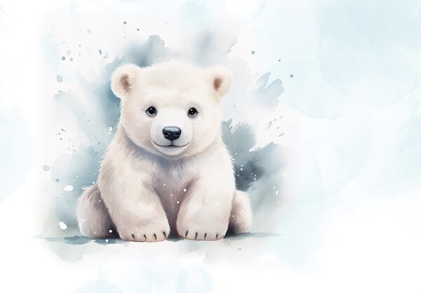 Postershop Fototapeta vliesová: For Kids Little Polar Bear - 208x146 cm