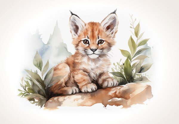 Postershop Fototapeta vliesová: For Kids Little Lynx - 208x146 cm