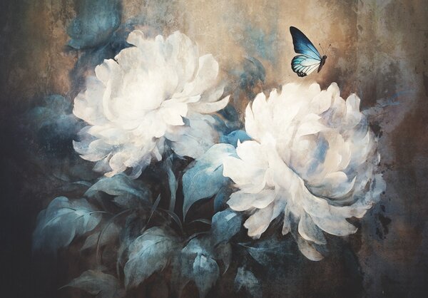 Postershop Fototapeta vliesová: Flowers Composition Butterflies 2 - 208x146 cm