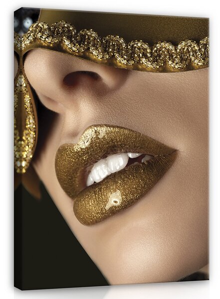 Postershop Obraz na plátně: Golden Lips - 80x60 cm