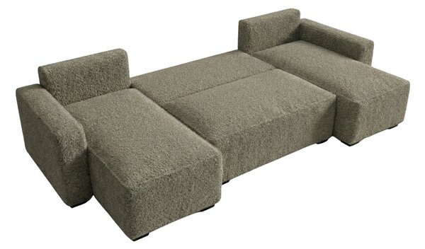 Rozkládací sedací souprava do U SMART BOUCLE 303x143 cm, šedohnědá