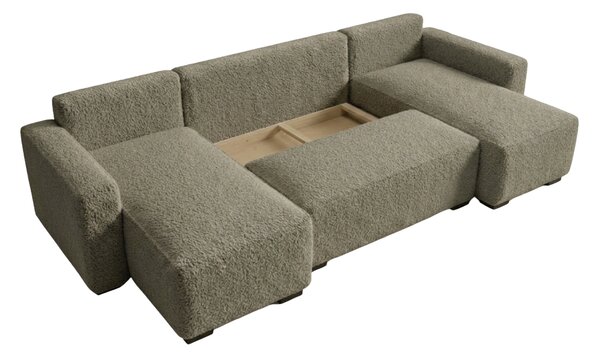 Rozkládací sedací souprava do U SMART BOUCLE 303x143 cm, šedohnědá