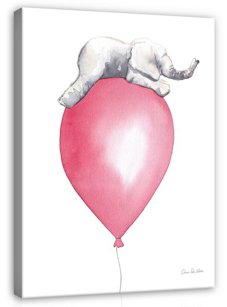 Postershop Obraz na plátně: For Children Animals Elephant Balloon - 100x75 cm
