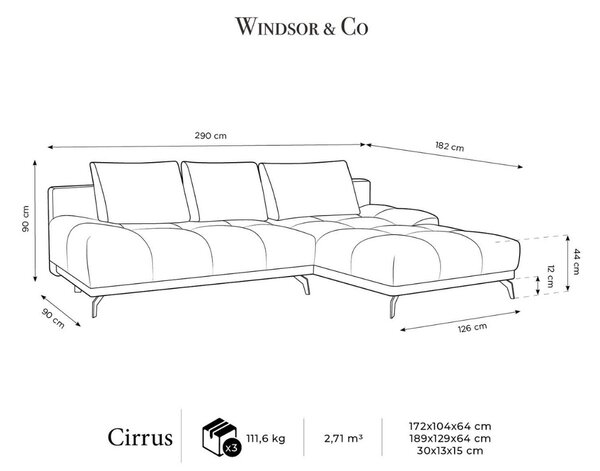 -25 % Dny MOMENTI– Windsor & Co Rozkládací pohovka Cirrus 290 cm, pravá