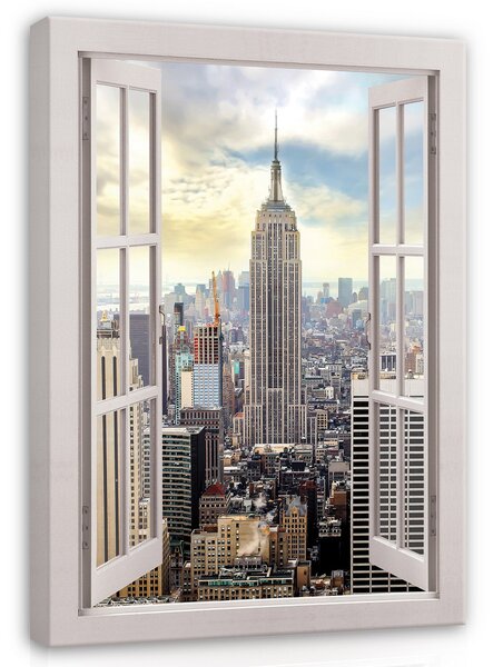 Postershop Obraz na plátně: View window 3D New York - 80x60 cm