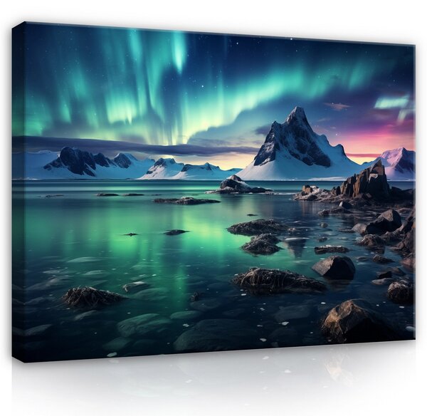 Postershop Obraz na plátně: Landscape Northern Lights - 100x75 cm