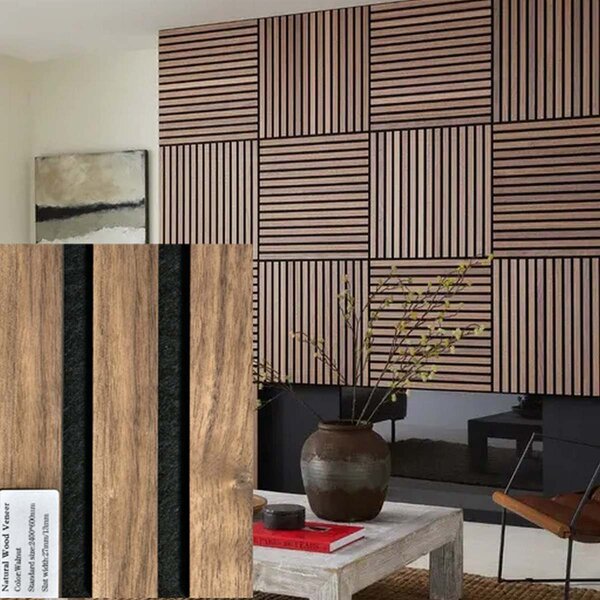 FREJA Dřevěné akustické panely 100x60x2,2 cm. Walnut - Můžeme také vyrobit zakázkové velikosti - 100x60x2,2cm