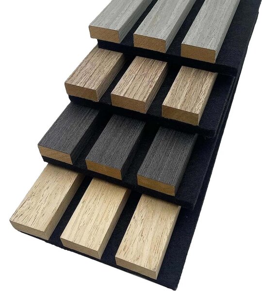 Dřevěný lamelový panel z černého dubu Freja 240 × 60 × 2,2 cm na filcu na stěnu k nalepení nebo přišroubování