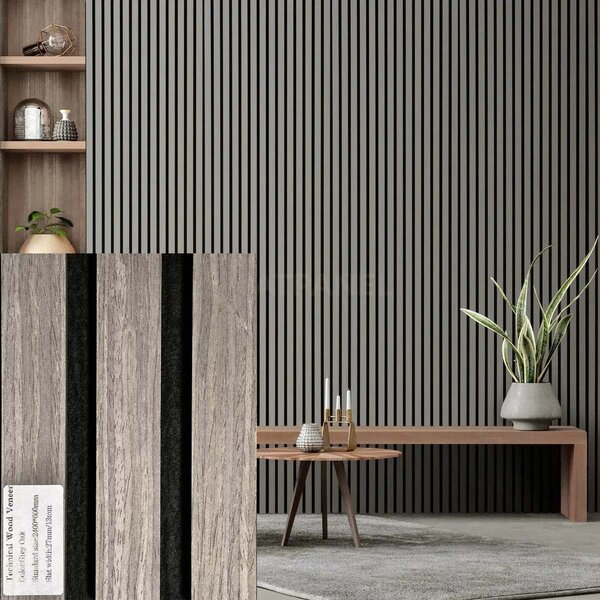 FREJA Akusticke panely na zed 200x60x2,2 cm. Grey Oak - Můžeme také vyrobit zakázkové velikosti - 200x60x2,2cm