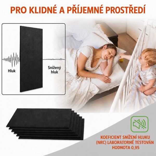 Akustický nástěnný panel z plsti Bilnora 120 × 60 cm, samolepicí, 2 a 2,5 cm, 12 barev - 14 Dark grey , 120x60x2,5cm