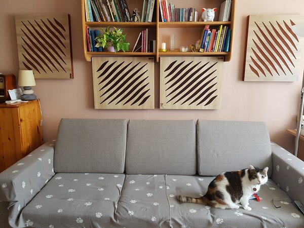 Akustický panel do hi-fi místnosti s difuzorem - pohlcuje i rozptyluje zvuk - Varnour - 64x54x6cm