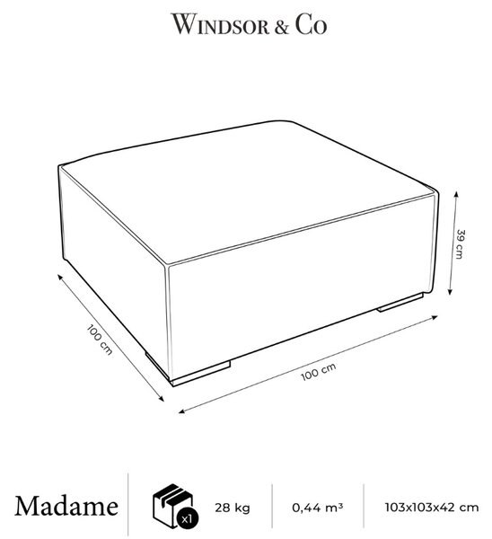 -25 % Dny MOMENTI– Windsor & Co Kožená podnožka Madame 100 x 100 cm