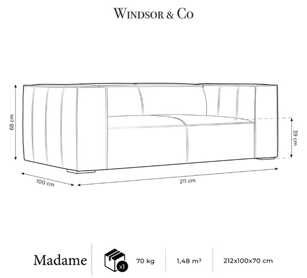-25 % Dny MOMENTI– Windsor & Co Kožená pohovka Madame 211 cm