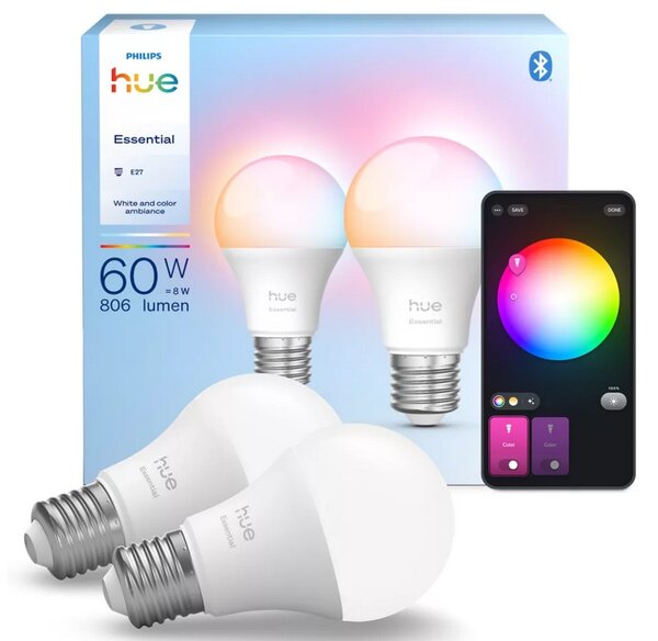 Hue Essential WCA 806 žárovka 460 E27, 8W, 806lm (2 ks)