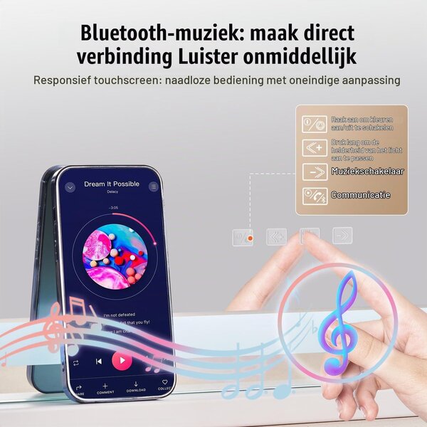 Velké osvětlené zrcadlo na líčení se třemi režimy osvětlení – Sada 5 kusů – LED osvětlení – Zvětšení – Bluetooth – USB