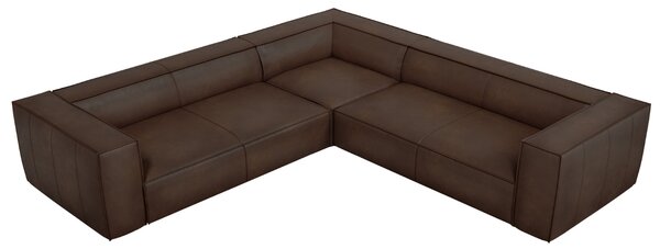 Tmavě hnědá kožená rohová pohovka Windsor & Co Madame 280 cm, levá/pravá