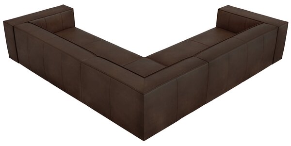 Tmavě hnědá kožená rohová pohovka Windsor & Co Madame 280 cm, levá/pravá