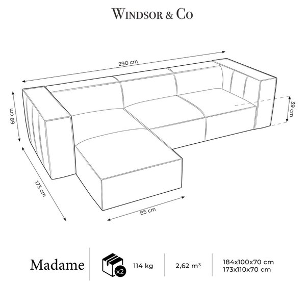 -25 % Dny MOMENTI– Windsor & Co Kožená rohová pohovka Madame 290 cm, levá