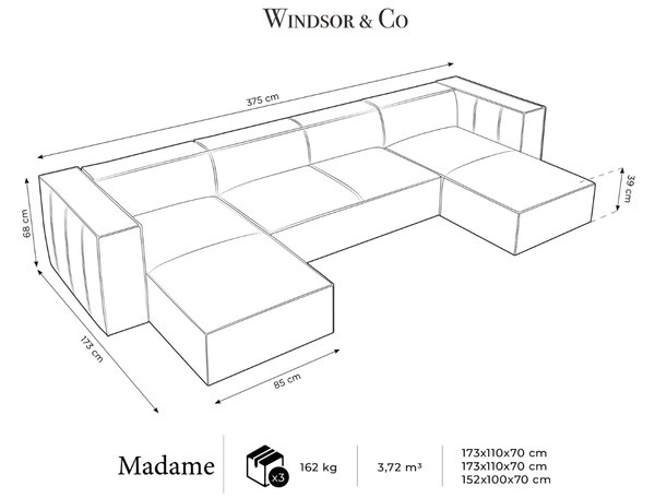 -25 % Dny MOMENTI– Windsor & Co Kožená rohová pohovka Madame 375 cm