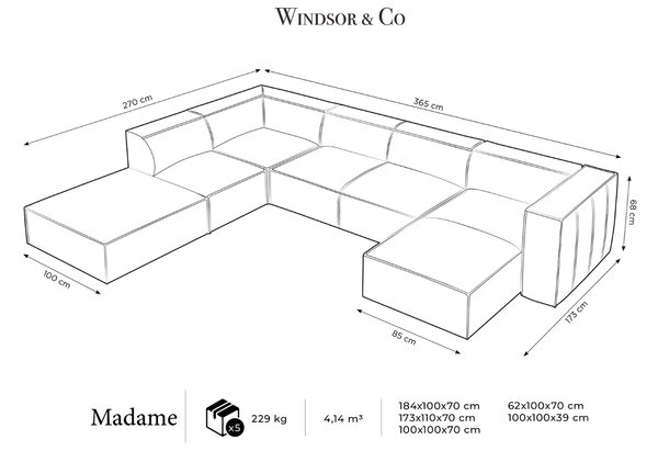 -25 % Dny MOMENTI– Windsor & Co Kožená rohová pohovka Madame 365 cm, levá