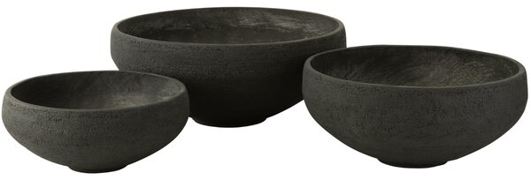 Set tří černých keramických květináčů J-Line Draja 69/58/48 cm
