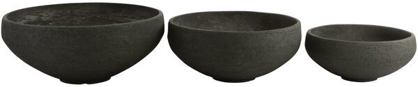 Set tří černých keramických květináčů J-Line Draja 69/58/48 cm