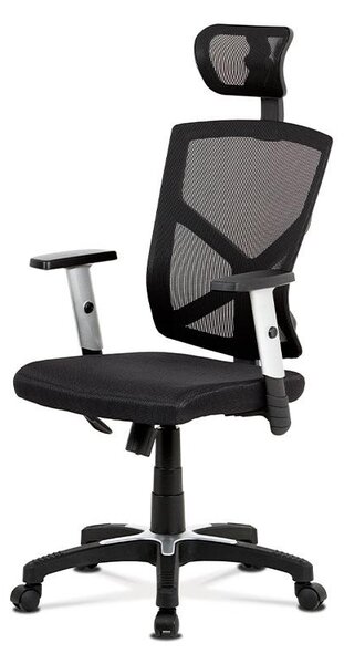 Kancelářská židle, potah černá látka MESH a síťovina, MESH, černý plastový kříž