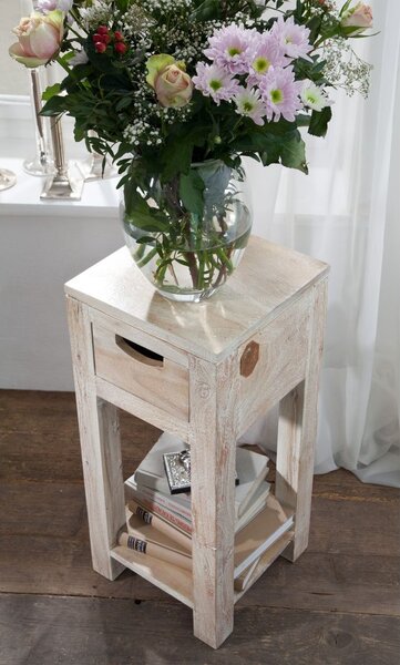 WHITE WOOD Příruční stolek 29x29x65 cm, akácie
