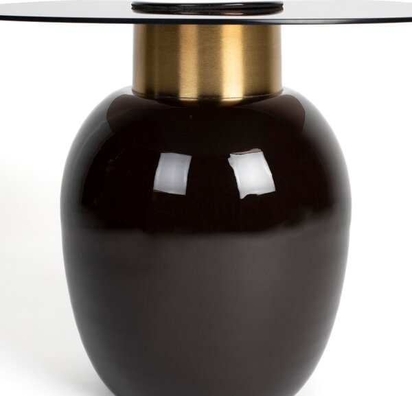 White Label Hnědý skleněný odkládací stolek WLL MOHRA 50 cm