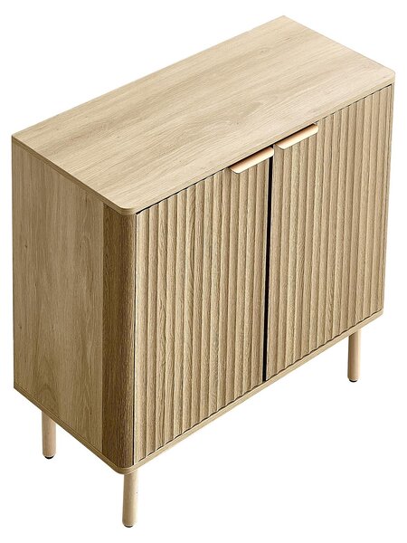 SucceBuy Sideboard kuchyňská skříňka se 2 policemi, bufetová skříňka v klasickém designu do obývacího pokoje, předsíně a kuchyně, úložná skříňka 80 x 37,5 x 80 cm v dubovém provedení