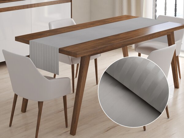 Biante Damaškový běhoun na stůl Atlas Gradl hnědošedé proužky 2 cm DM-019 20x120 cm