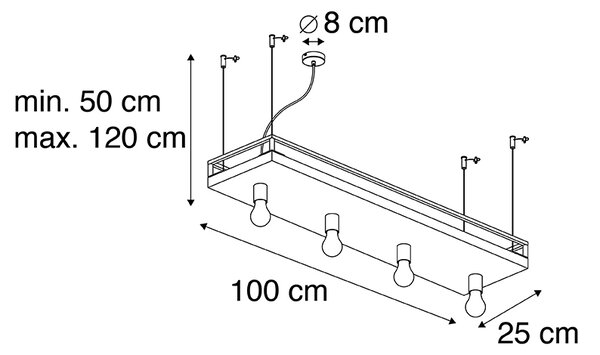 Chytré závěsné svítidlo černé se dřevem 4-světlo vč. Wifi G95 - Shelf