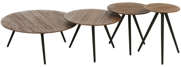 Set čtyř hnědých dřevěných odkládacích stolků J-line Tooky 70/50/40/30 cm