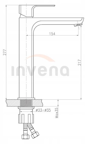 Invena Nyks, vysoká umyvadlová baterie, chrom lesklý, INV-BU-28-W01-S