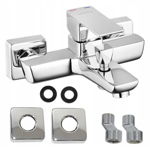 Invena Nyks, nástěnná vanová baterie bez sprchové sady, chrom lesklý, INV-BW-28-001-S