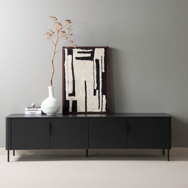 WOOOD Černý dřevěný TV stolek Gunnar 200 x 44 cm