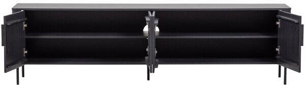 WOOOD Černý dřevěný TV stolek Gunnar 200 x 44 cm