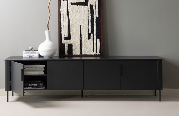 WOOOD Černý dřevěný TV stolek Gunnar 200 x 44 cm