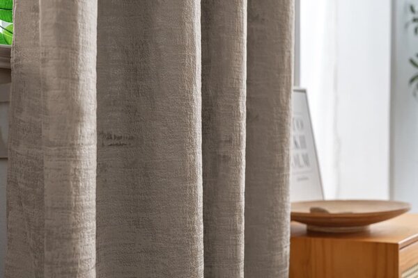 Zatemňovací závěs LOOM VELVET 140x250 cm, béžovohnědý Zavěšení: Kovové kroužky